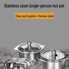 Yingbai 14cm Stainless Steel Single Mini Hot Pot with Lid