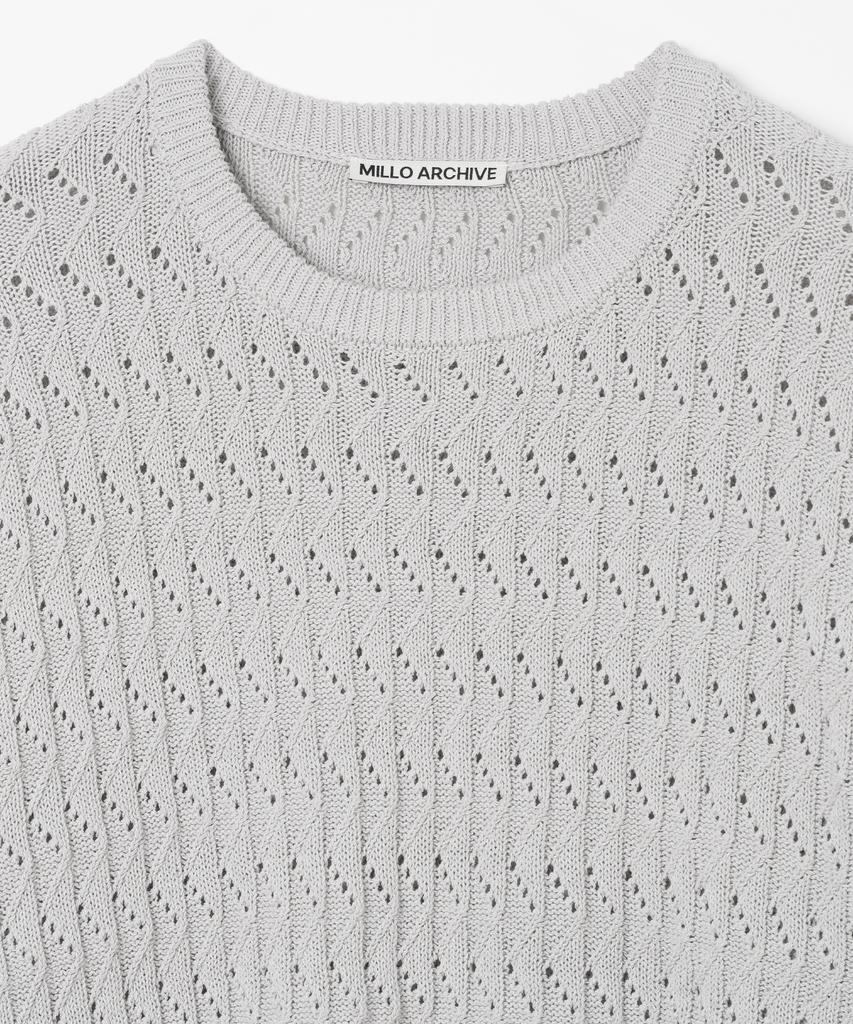 MILLO ARCHIVE Square Angle Round Knit [Melange Gray]