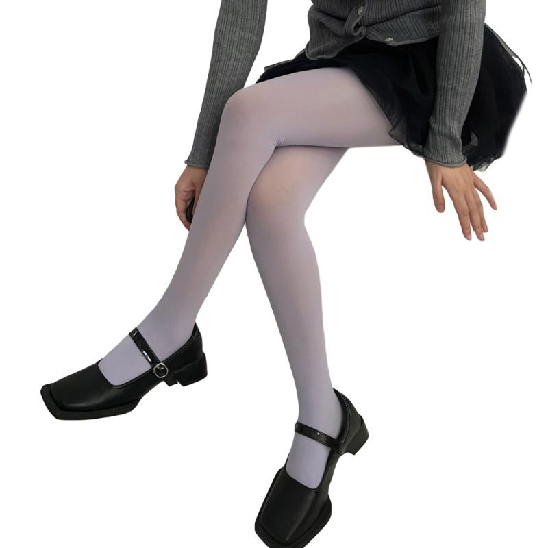 Run Resistant Solid Colored Semi Opaque Footed Tights High Waist Pantyhose Control Top Tights Halloween Cosplay Costume
