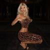 Damenkleidung Europäisches und amerikanisches Temperament Sommer Bandeau-Top Bauchnabelfreies Oberteil Low-Waist-Rock Königliche Schwester-Stil Leopardenmuster Pailletten-Set