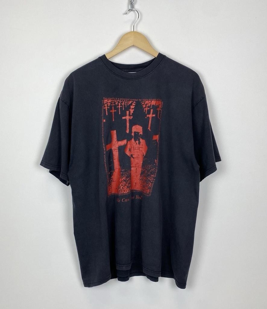 Vintage Punk Avant Garde Anarchy T-shirt Men’s Size XXL Faded Black Top Y2K Rare Unisex T-Shirt