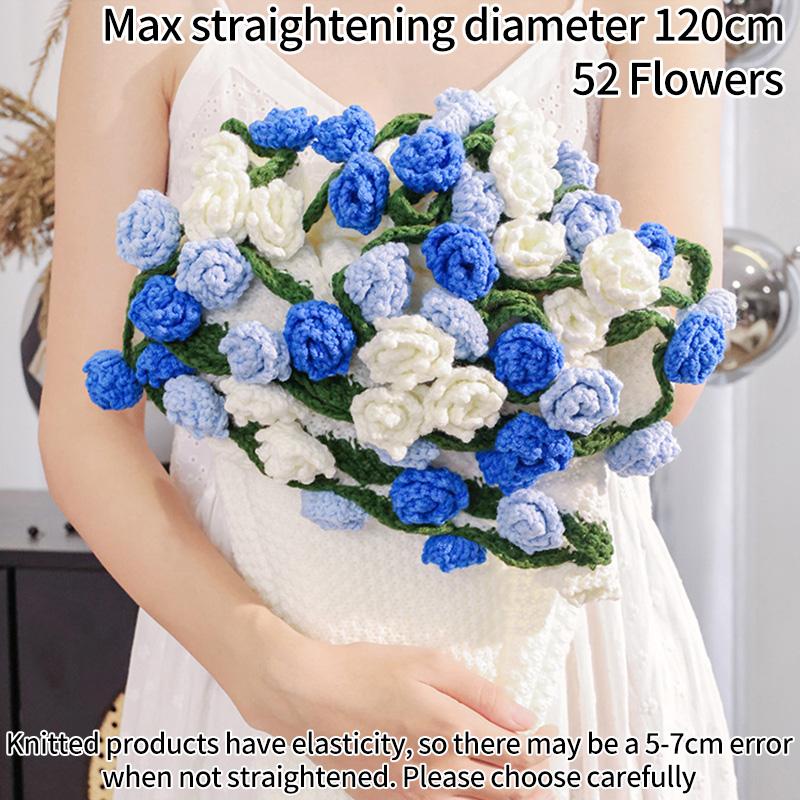 Multicolored Pointed-Angled Rose Bouquet Blankets Hand-Knitted Crocheted Rose Sofa Blankets Wedding Valentine Girlfriend Gifts