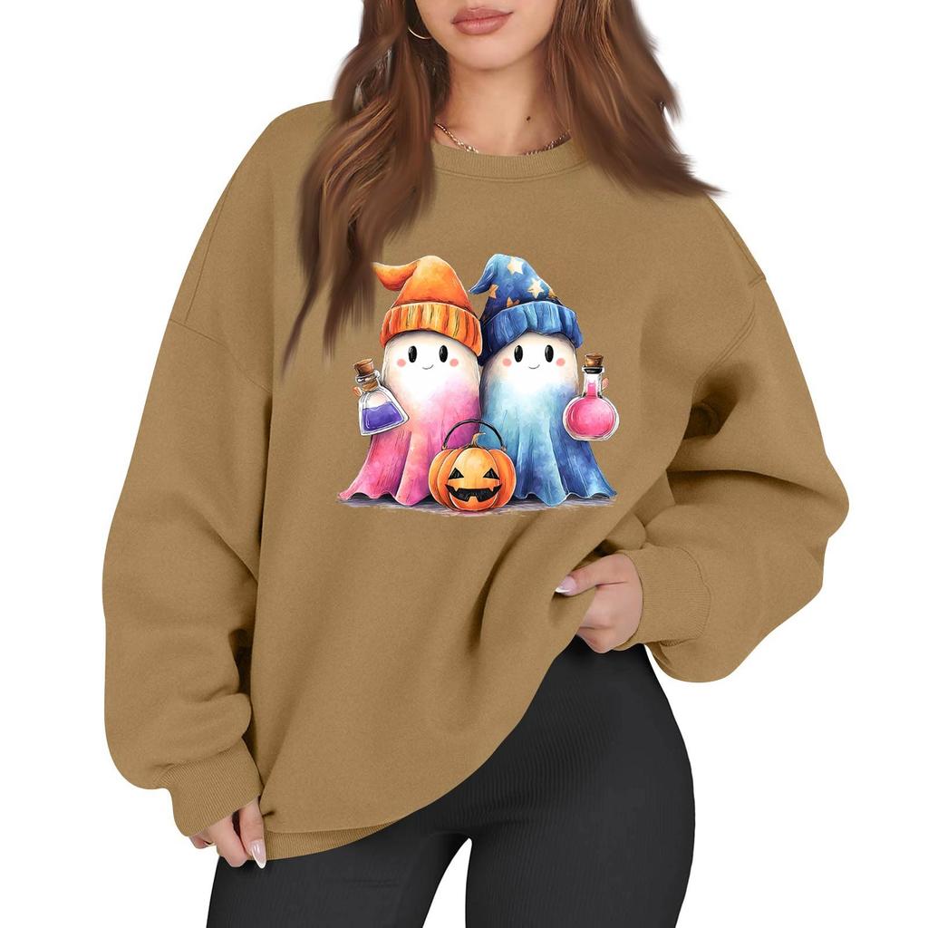Women's Casual Fashion Long Sleeve Printed Round Neck Sweatshirt Top