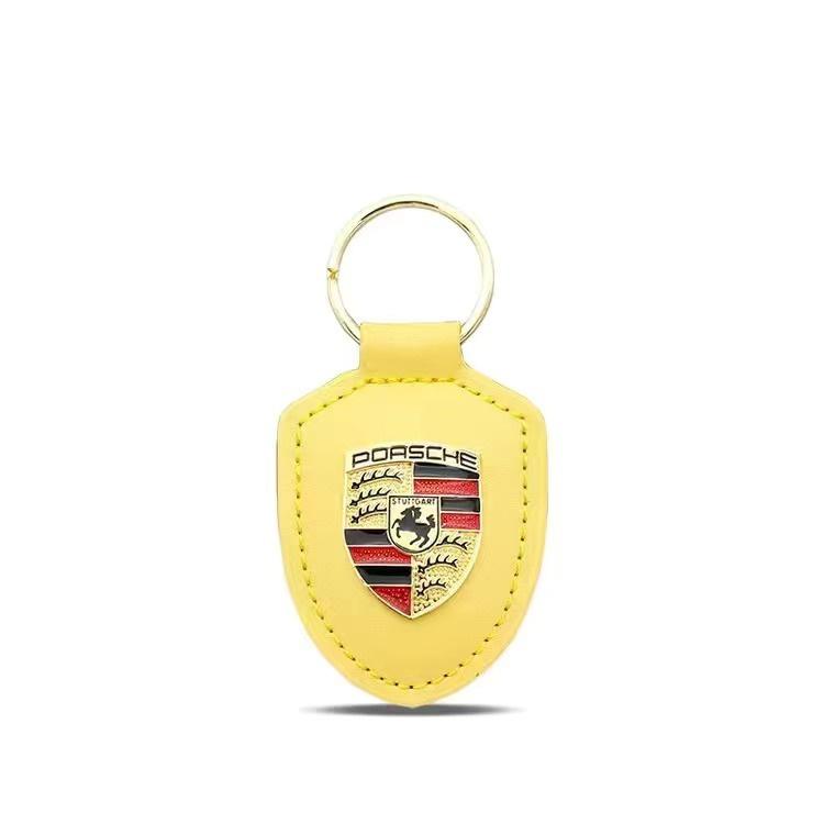 Leder Schild Auto Logo Schlüsselanhänger Schlüsselring Anhänger Geschenk Für Porsche Cayenne Panamera Macan 911 Taycan Boxster Cayman 918 Pajun