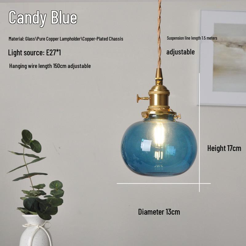 Nordic Retro Brass Glass Pendant Light - Ideal for Bar, Restaurant, Bedside, or Cafe.