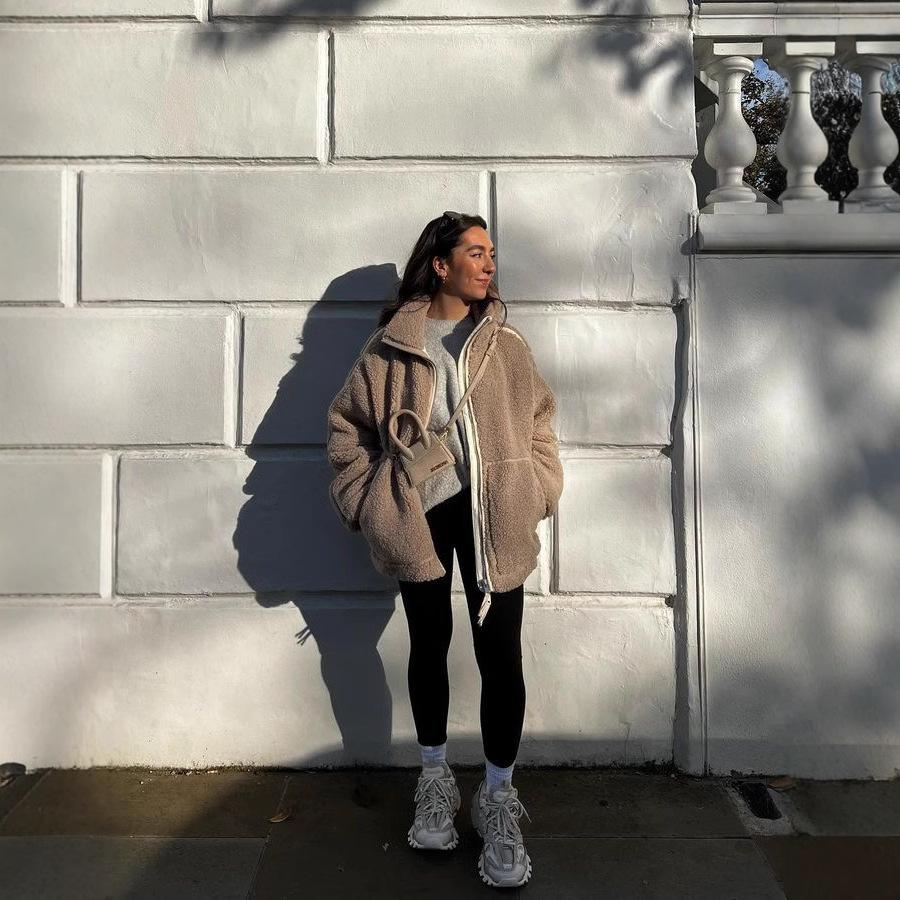 Women's White Faux Fur Longline Coat, Thick Plush Teddy Jacket, Winter Warm Outerwear