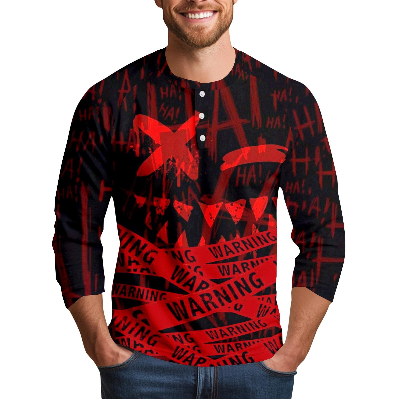 

Мужской повседневный топ реглан с принтом на Хэллоуин и рукавом три четверти L розовый