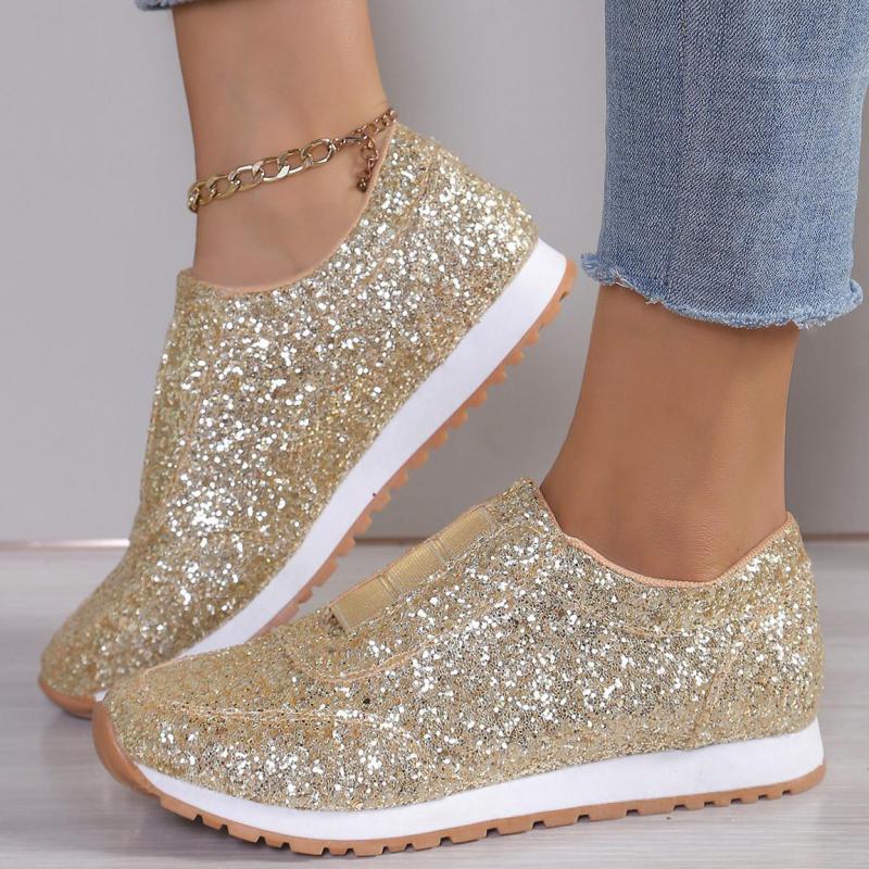 Fashion Women's Silver Glitter Sneakers For Women Bling Shoes Slip-on Casual Trend Platform Sport Shoes Woman Non-slip Vulcanize Shoes