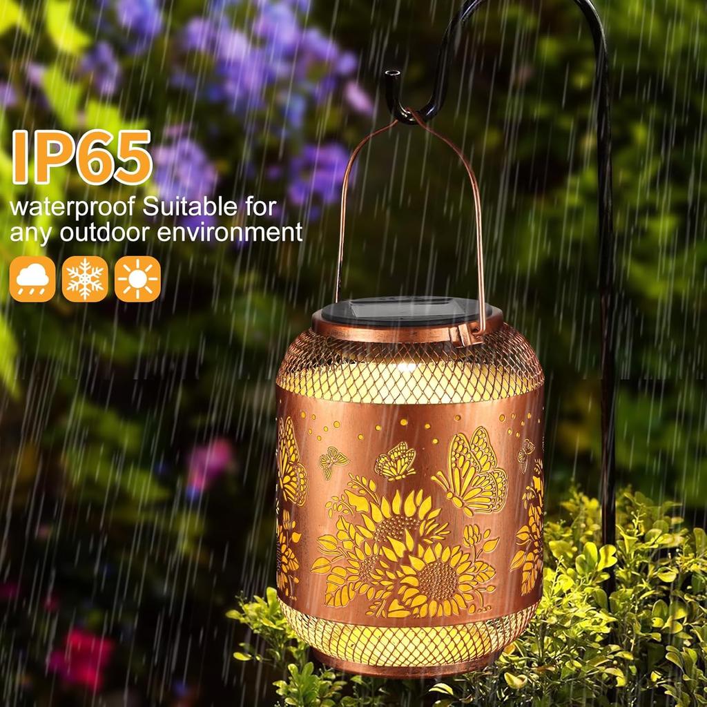 Solar Lanterns Outdoor Waterproof Christmas Birthdays Gifts for Women Mom Grandma Butterfly Garden Decor Metal Hanging Solar LED Lights for