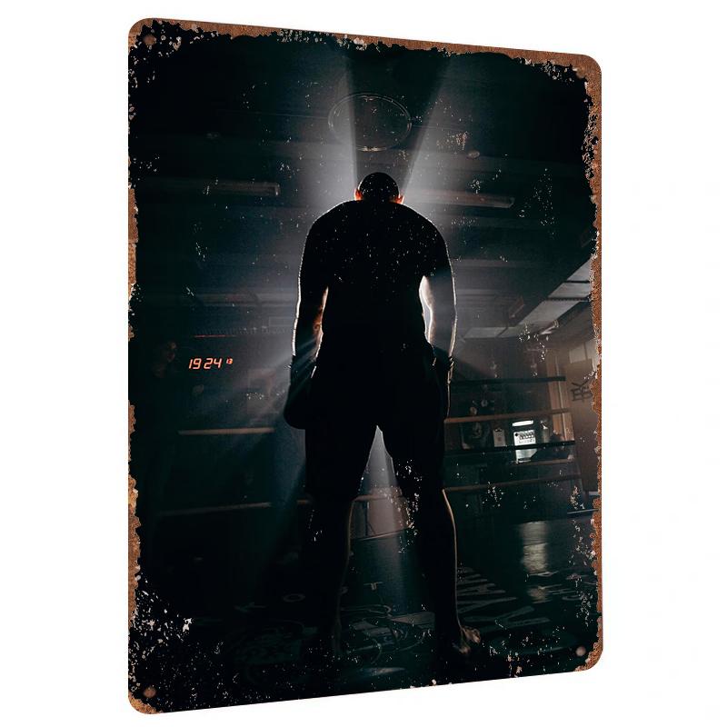 Custom Iron Sheet Painting Fitness Motivational Decorative Art Gym Wall Hanging Muscle Man Silhouette 20x30cm（7.8x11.8inch）
