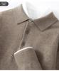 Men's Cashmere Polo Collar Sweater, Solid Color Knitwear, Long Sleeve Button-Up Pullover for Autumn/Winter