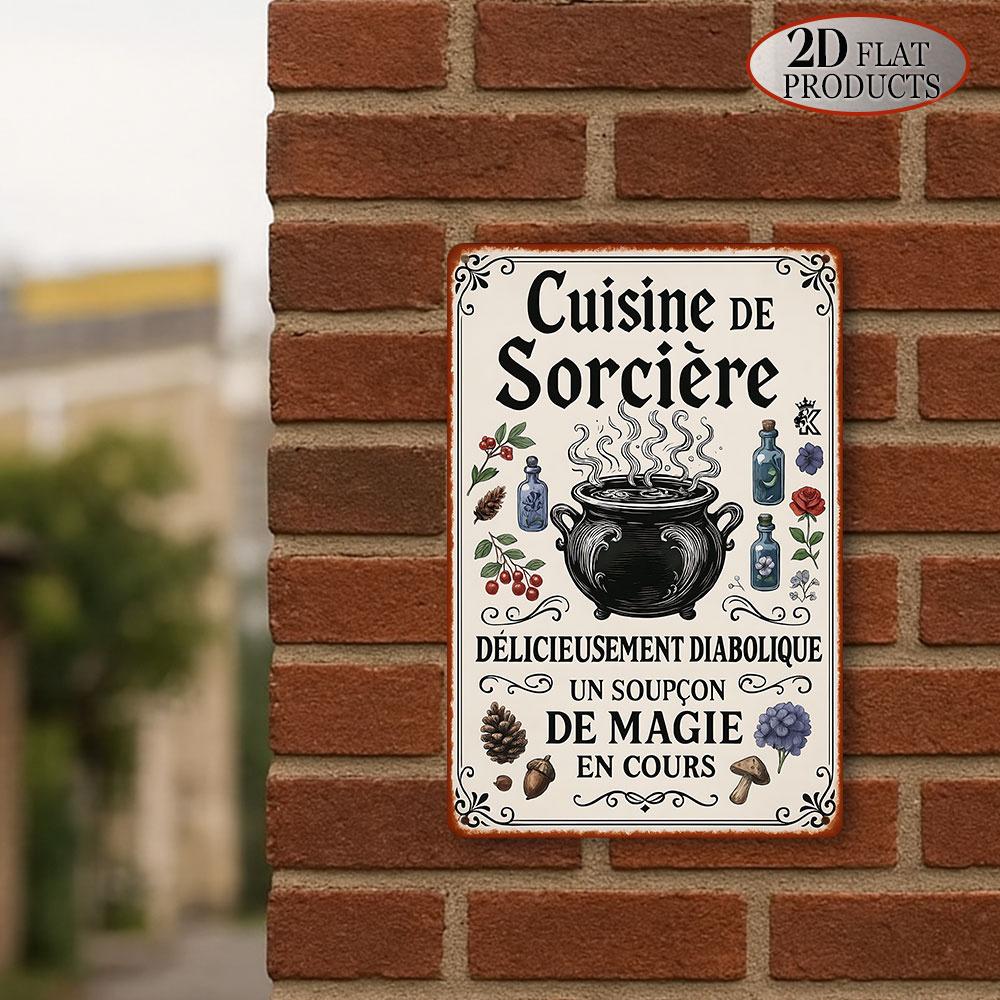

Vintage Gothic Witch Kitchen Metal Tin Sign French culinary Magic Poster Halloween Decor Cafe Home Kitchen Decoration 20x30cm（7.8x11.8inch）