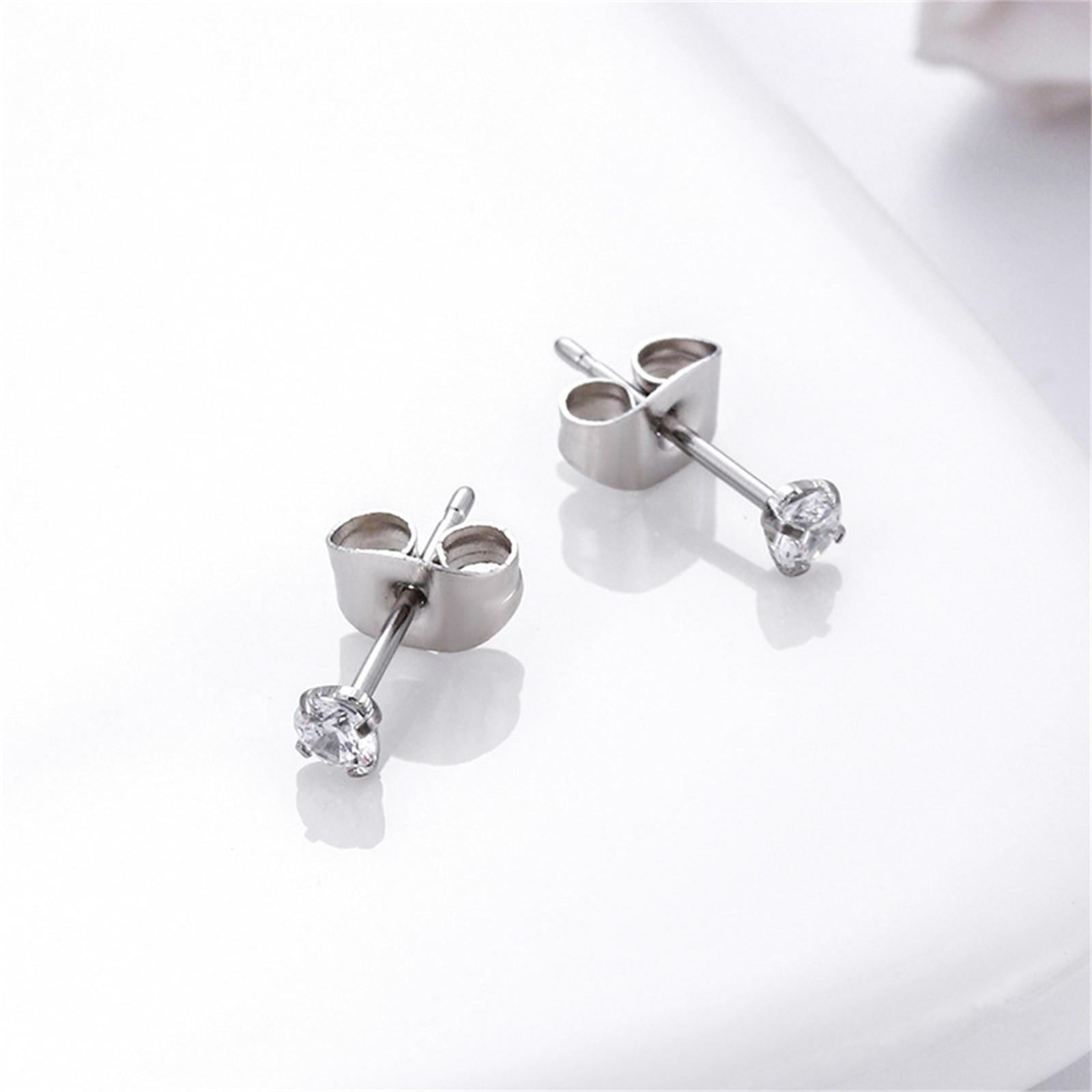 

3/4/5MM Colored Round Zircon Earrings 5 білий