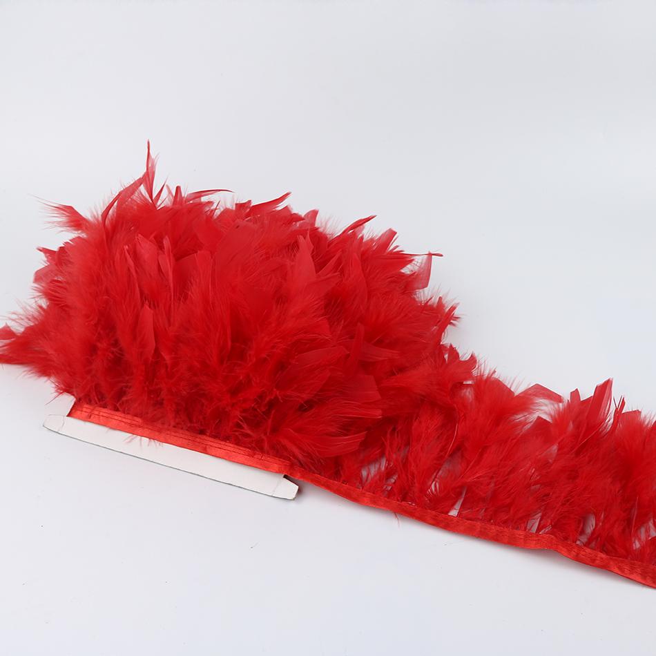 Fluffy Turkey Feathers Trim Fringe Ribbon 1Meters Marabou Feather On Tape Fringes Sewing Trimmings for DIY Clothes Dress Decor