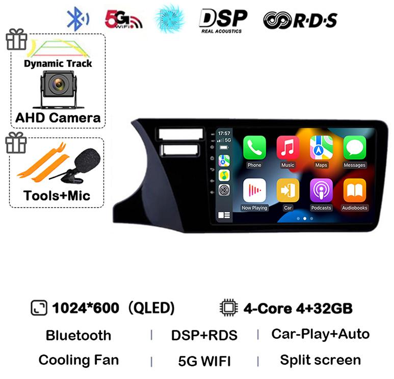 Android 14 Carplay Auto For Fit Honda City 2014 2015 2016 2017 Multimedia Stereo Car Radio DVD Video Player Navi Head Unit Audio