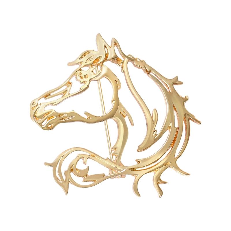 Sleek Horse Design Alloy Brooch Double Color Option Smooth Polished Safety Lapel Pin Everyday Jewelry Piece
