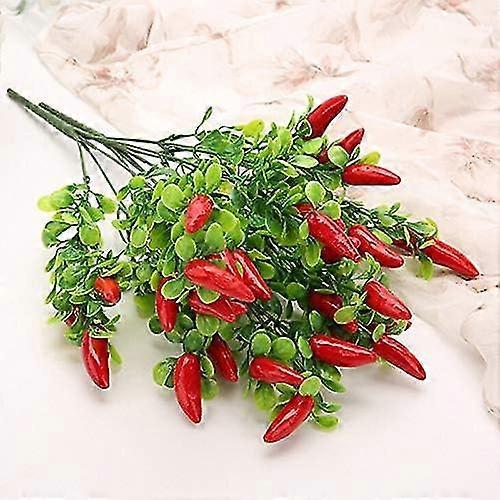 10 Stück Künstliche Rote Paprikapflanze Plastik Paprikafrucht Chili Strauß Bouquet Künstliche Pflanze Party Büro Dekor - DD