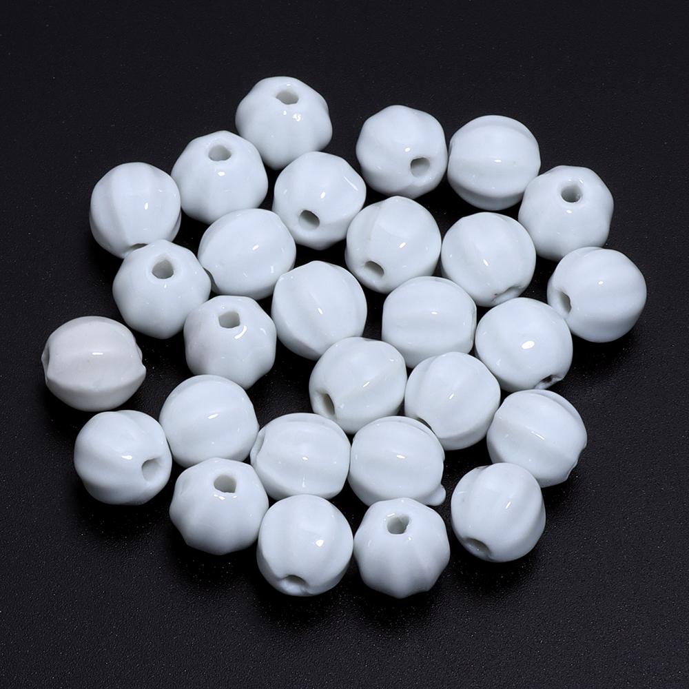 10pcs/lot 11.5mm Retro Pumpkin Ceramic Beads Loose Spaced Striped Beads For Handmade Bracelet Making DIY Exquisite Necklace Gift