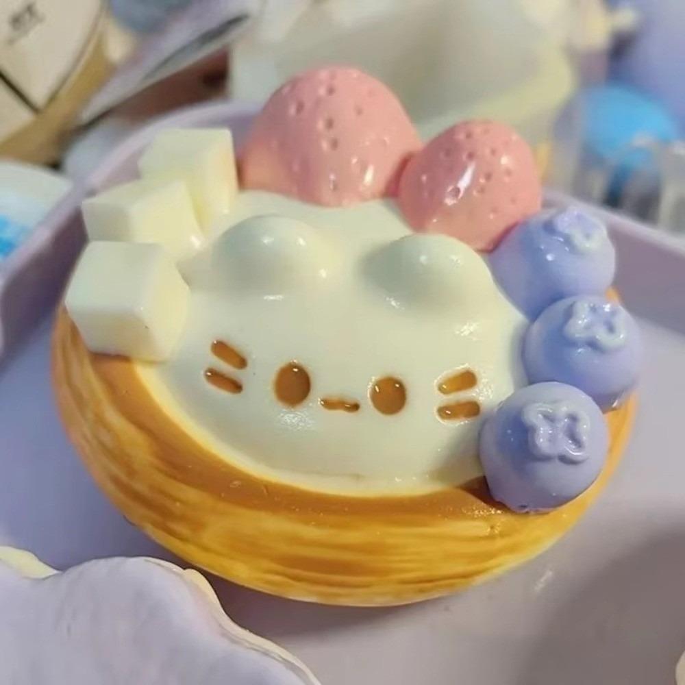 Soft Squishy Toy Squeeze Design Mochi Squishy Toy Cute Cartoon Egg Tart Toy  For Stress Relief A