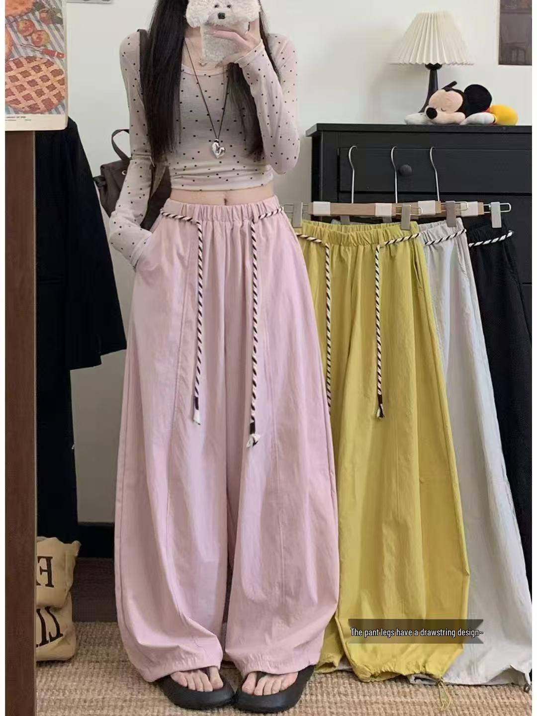 

Women s Summer High-Waisted Curved Knife Wide-Leg Quick-Drying Casual Pants XL for 130-150
