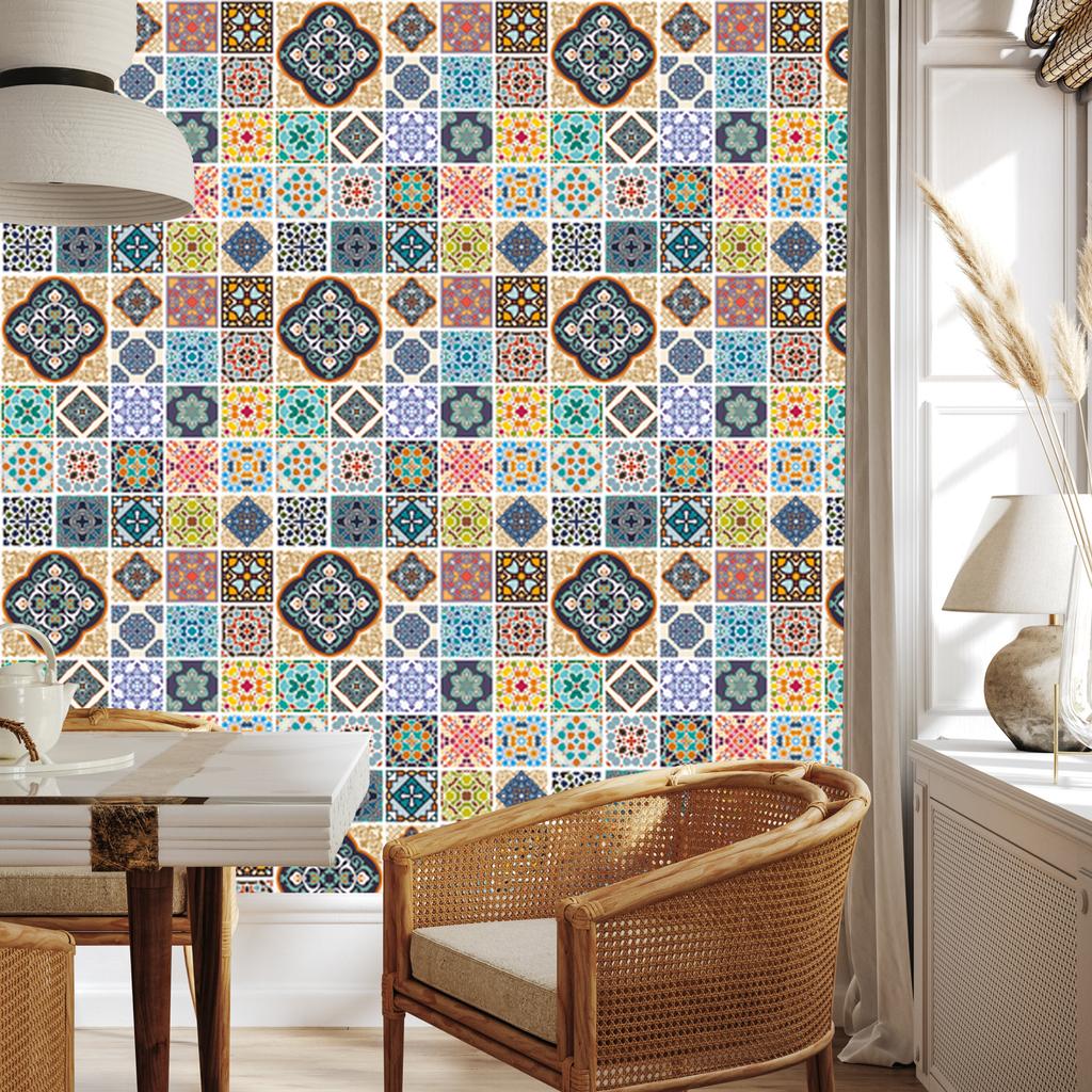 Colorful and oriental mosaic wallpaper for living room and bedroom 50x1000