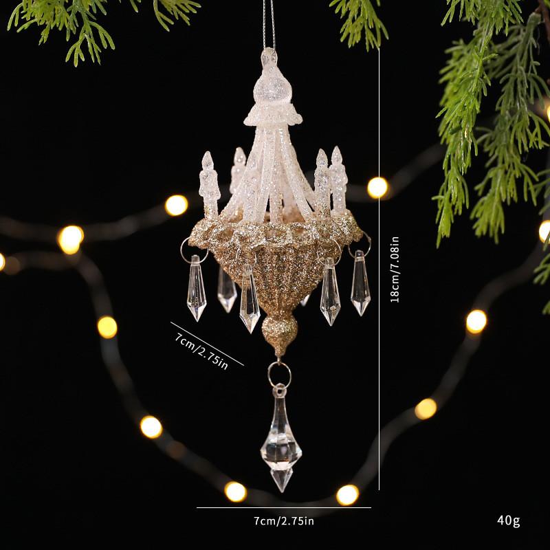 Acrylic Christmas Tree Pendant With Gold Crystal Effect For Holiday Decor