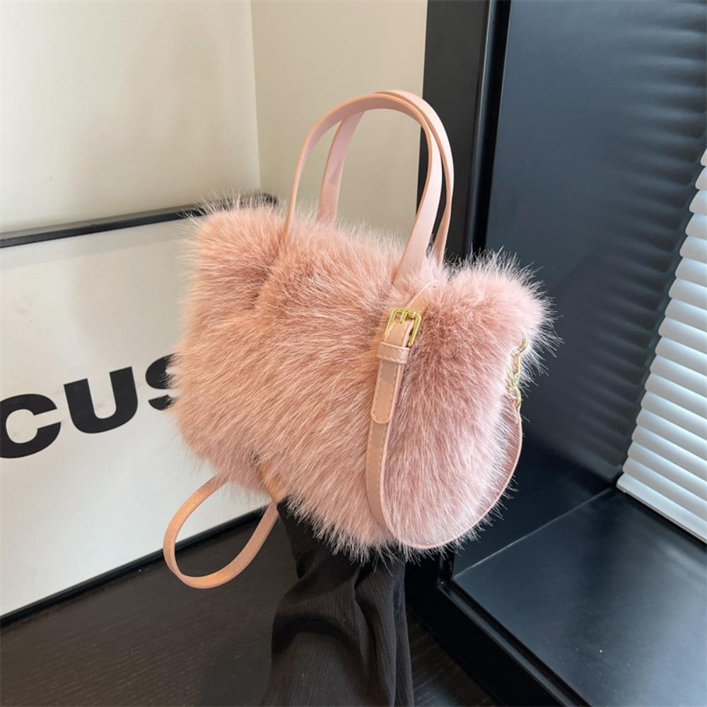 Fashion Faux Fur Ladies Shoulder Bag Soft Fluffy Female Crossbody Bag Handbag Square Luxury Tote Bag for Women
