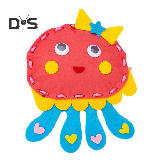 

1 комплект, набор для шитья кукол из мультфильмов, плюшевых животных, ручная работа, нетканый материал, набор для шитья плюшевых животных для начинающих малышей, мальчиков и девочек, подарок Octopus