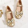 Lente 2026 Prinsessenschoenen voor Meisjes - Ronde Neus met Kristallen Gesp en Strikdetail in Leer.