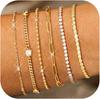 Bobisty Gold Plated Bracelet for Women Stainless Steel Stacking CZ/Link/Tennis/Bead Chain Ankle Bracelet Jewellery
