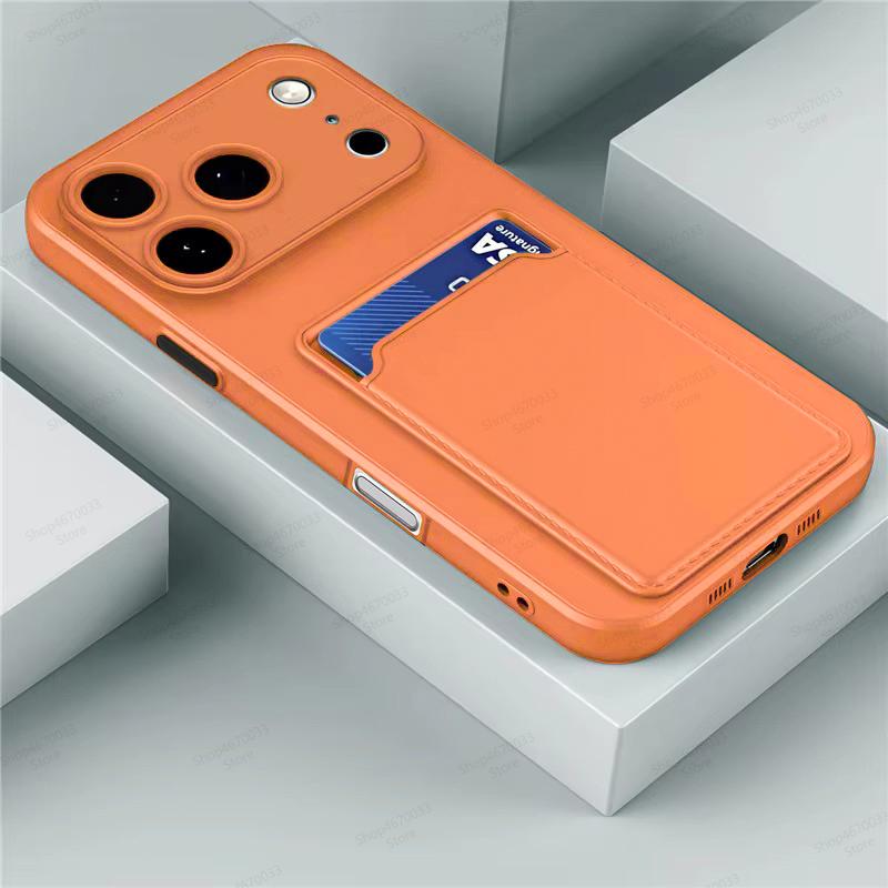 Liquid Silicone Phone Case For For Iphone 17 16 13 15 14 11 12 Pro Max Air 16e Card Holder Wallet Bag Cover For For Iphone 14 15 16 Plus