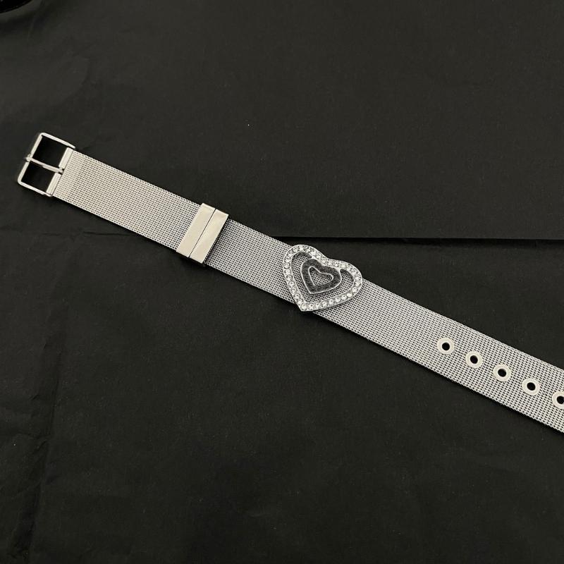 South Korea Niche Ins Love Rhinestone Strap Style Design Bracelet Silver Futuristic Cold Temperament Hand Jewelry