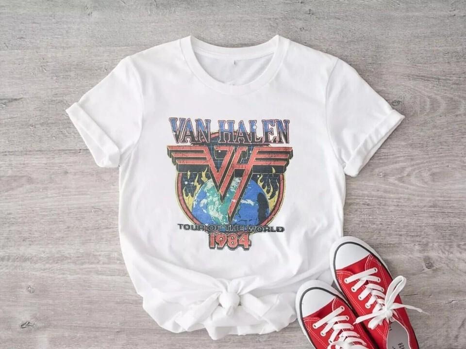 Van Halen 1984 Music Tour Rock Band 80s Vintage Tour Of The World Gifts T-Shirt XL