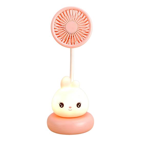 

Cartoon Animal Night Light Fan with Flexible Neck USB Rechargeable Bedside Light Desk Fan Low Noise Cooling Fan with Night Lamp розовый