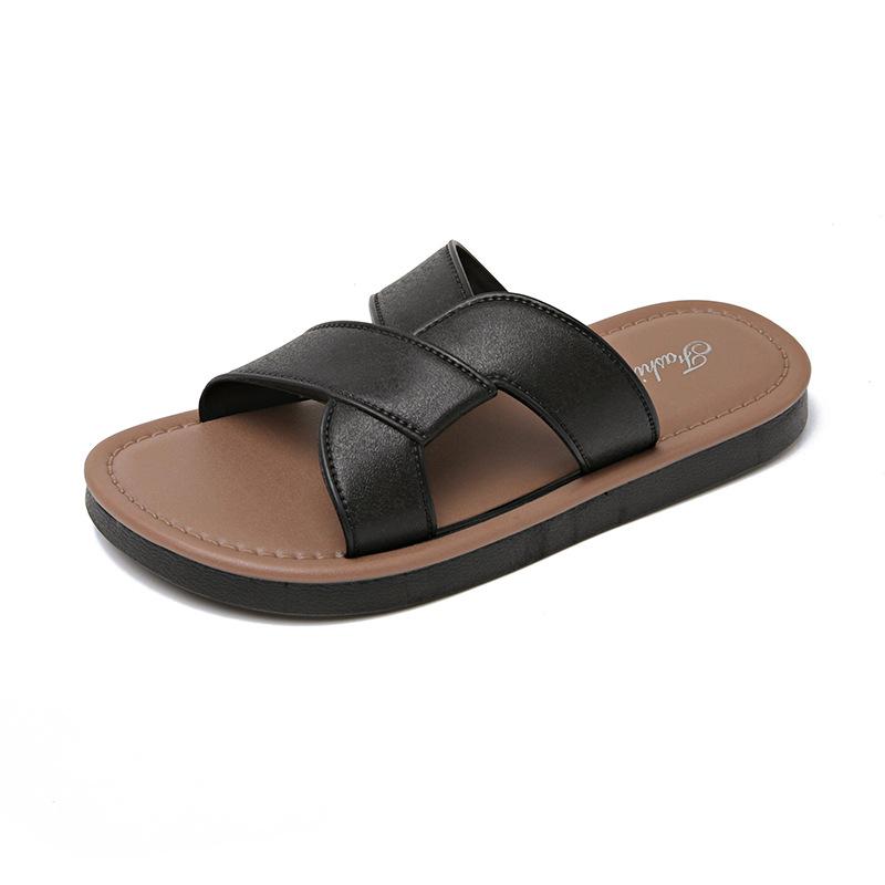 Retro style casual flat-bottomed slippers women's beach non-slip sandals women's summer wear new cross-strapped slippers