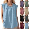 Sleeveless Loose Fit Linen Blouse for Women Casual Round Neck Solid Lightweight Summer Top Shirt