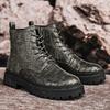 High Quality Retro Crocodile Pattern Men Leather Boots British Style Chelsea Boots Comfy Casual Ankle Boots for Man Botas Hombre