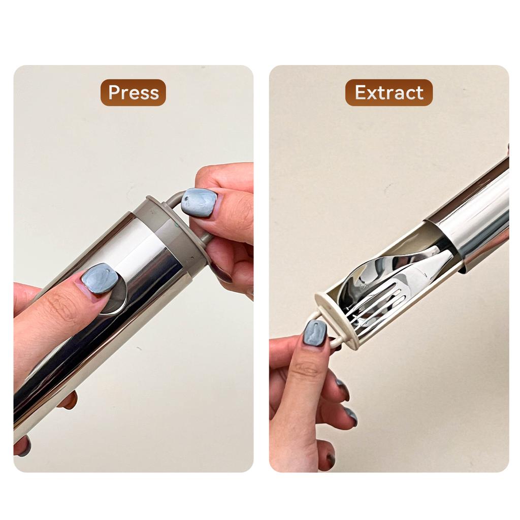 4pcs/set 304 Stainless Steel Tableware Set Portable Students Kids Cutlery Fork Spoon Chopsticks Dishwasher Safe Picnic Flatware