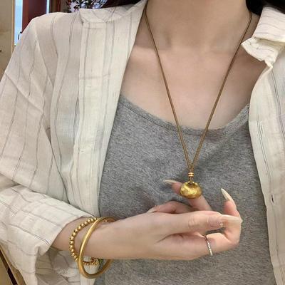 Ping An Lock Dripping Oil Fu Bag Adjustable Necklace New Chinese Sweater Chain Guochao Retro Style Jewelry