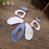 Color painting oil exaggerated geometric oval necklace, women's personalized hollow oval alloy necklace