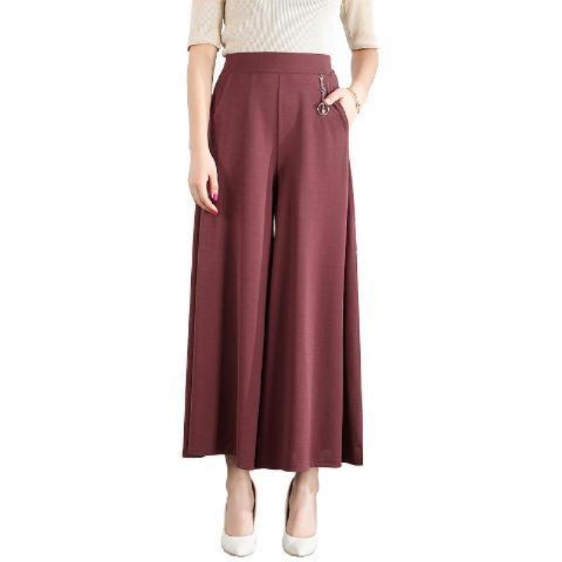 

Новые весенние брюки с высокой талией и широкими штанинами для образа среднего возраста, свободные, большого размера, брюки-юбка, прочные 5XL маджента