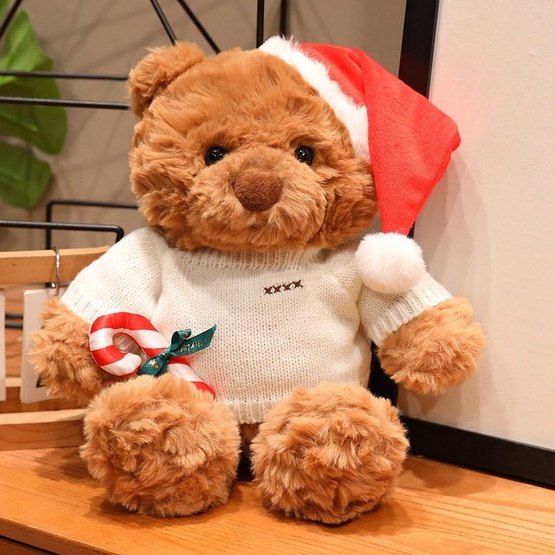 Christmas Teddy Bear Plush Toy With Dress For Holiday Decor Gift For Kids And Adults