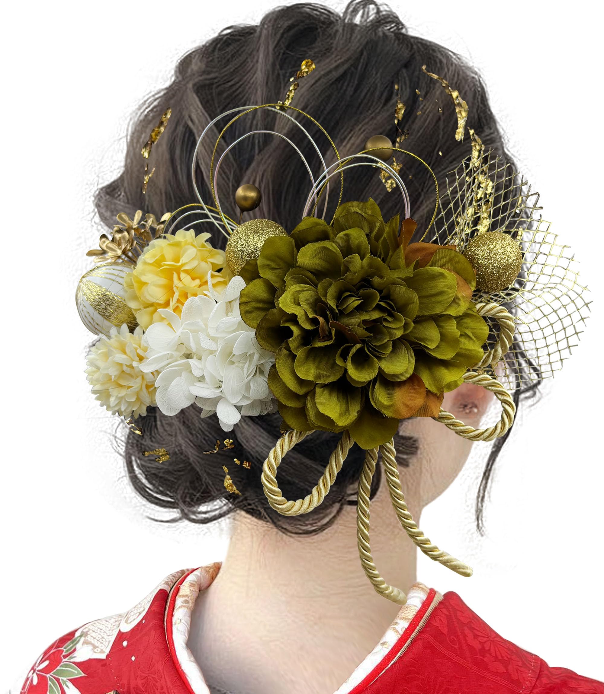 

[JZOON] Coming-of-Age Ceremony Hair Ornament [10 Colors Available] Dried Flowers Dahlia Hydrangea Baby s Breath Artificial Flower Hair Accessory