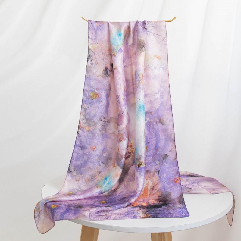 Silk Scarf Long Shawl Mom Floral Print Satin Wrap Gift Lightweight Breathable