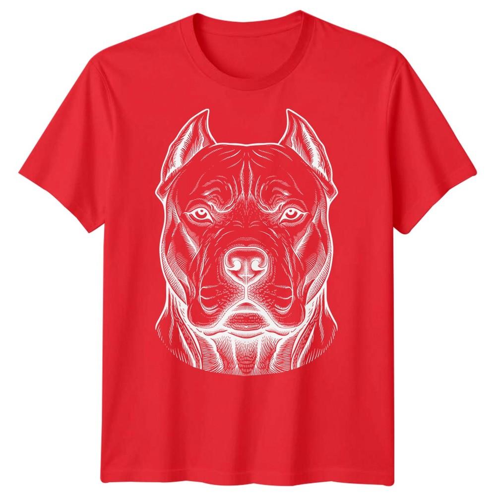 Pitbull Dog Animals Unisexs TShirt Engraving Style Graphic Tee