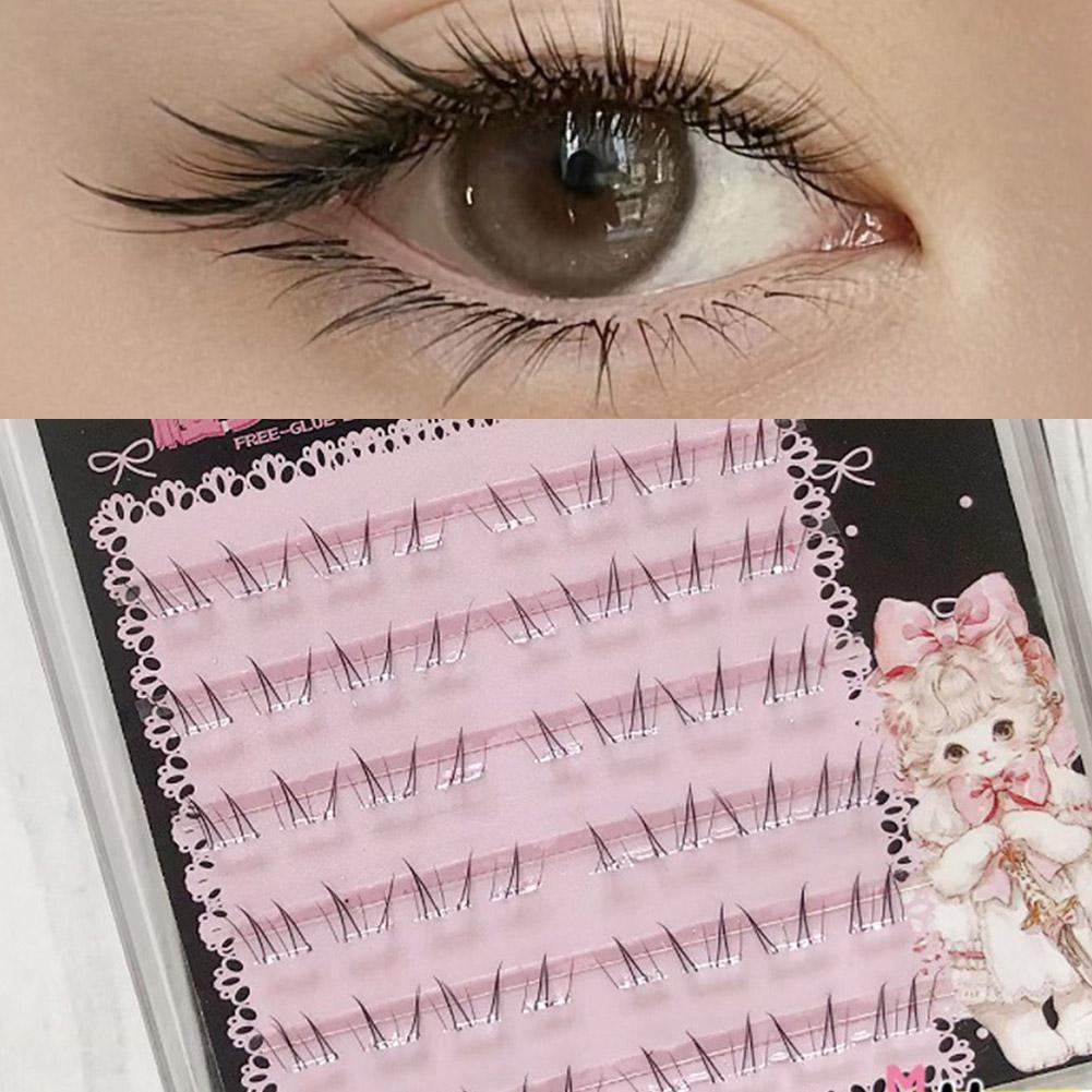 4-6mm Einzelne untere Wimpernbüschel Ohne Kleber C-Schwung Schwarze untere Wimpern Selbstklebende Wimpernverlängerungen Cosplay DIY Make-up
