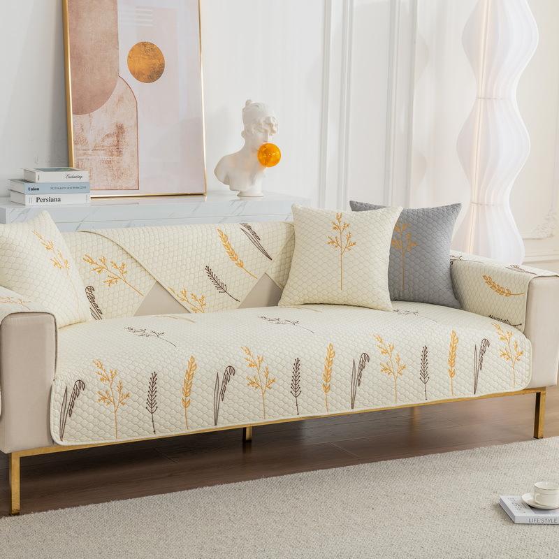 

Хлопковая вышитая диванная подушка Four Seasons, универсальная хлопчатобумажная ткань, нескользящая ткань, простой современный чехол для дивана, чехол 70*70