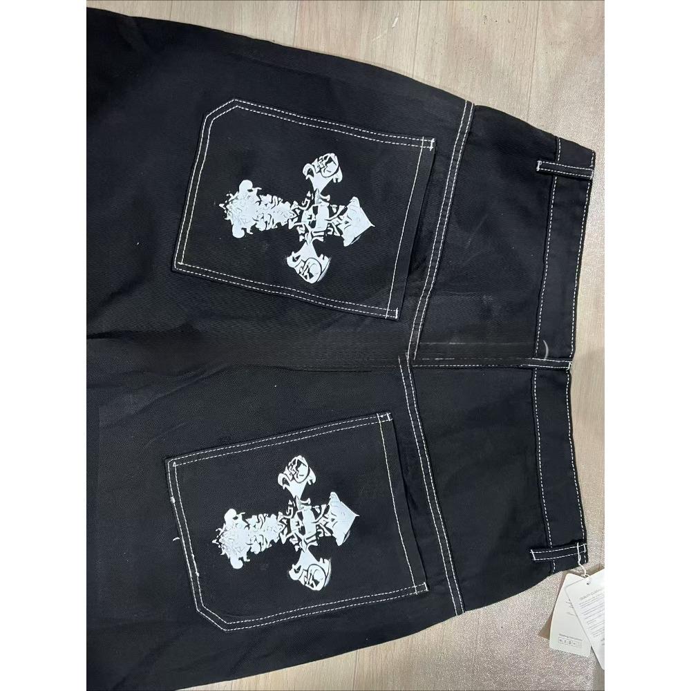 RogueWave Fashion Hip Hop Baggy Jeans Y2K Gothic Embroidery Punk Straight Wide-leg Denim Pants