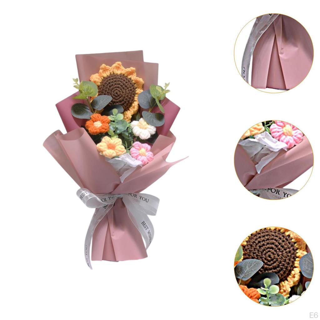 Crochet Flower Bouquet Artificial Finished Home Office Decor Floral