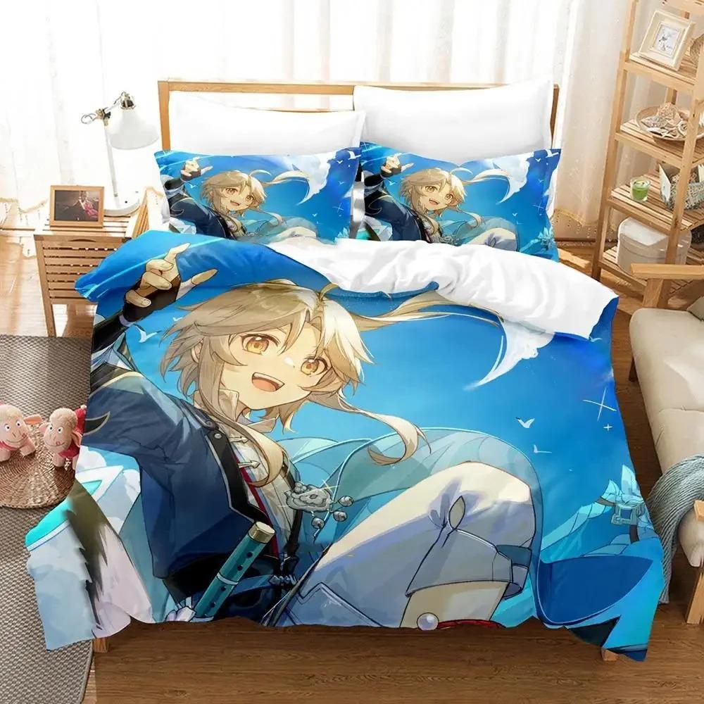 Anime Honkai Star Rail Bedding Set Duvet Cover Bed Set Quilt Cover Pillowcase Comforter King Queen Size Boys Adult Bedding Set